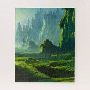 Quebra-cabeça O cartão postal de arte de fantasia do Vale Esmera