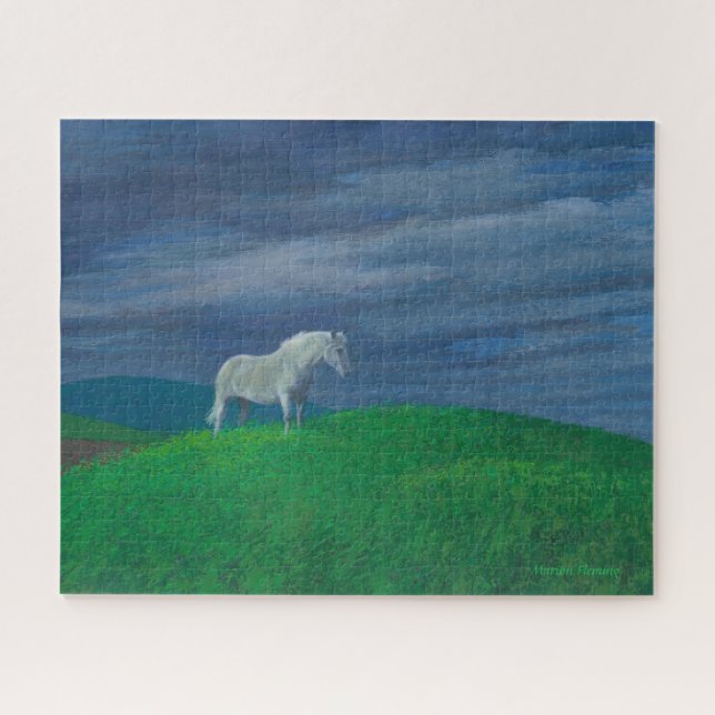 Quebra-cabeça O cavalo branco espera durante a tempestade - (Horizontal)