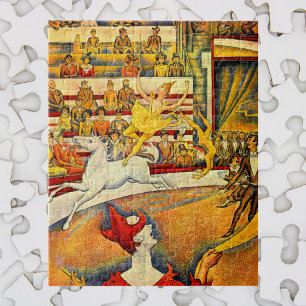 Quebra-cabeça O circo por Georges Seurat, Pointillism do vintage