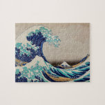 Quebra-cabeça O Excelente Hokusai desceu de Kanagawa. Vintage ja<br><div class="desc">Katsushika Hokusai "A onda do Excelente de Kanagawa" quebra-cabeça. Ilustração do japão Vintage.</div>