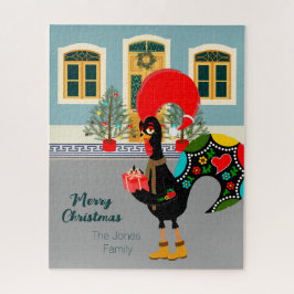 Quebra-cabeça O Galo Português com um presente de Natal