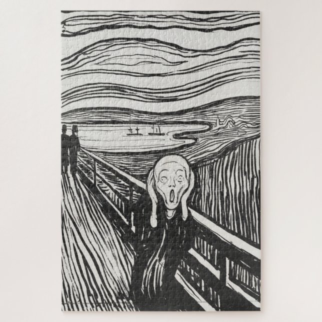 Quebra-cabeça O Gritar de Edvard Munch Black and White (Vertical)