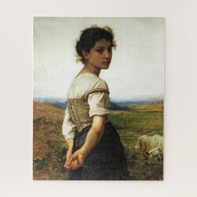Quebra-cabeça O jovem pastor de William-AdolpheBouguereau (Vertical)