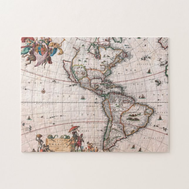 Quebra-cabeça O mapa de Visscher do Novo Mundo (Horizontal)