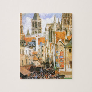Quebra-cabeça O mercado velho em Rouen por Camille Pissarro