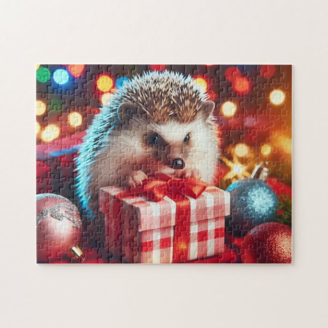 Quebra-cabeça O Natal doouriço-cacheiro iluminado (Horizontal)