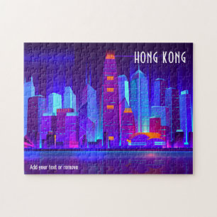 Quebra-cabeça O perfil colorido da cidade de Hong Kong,