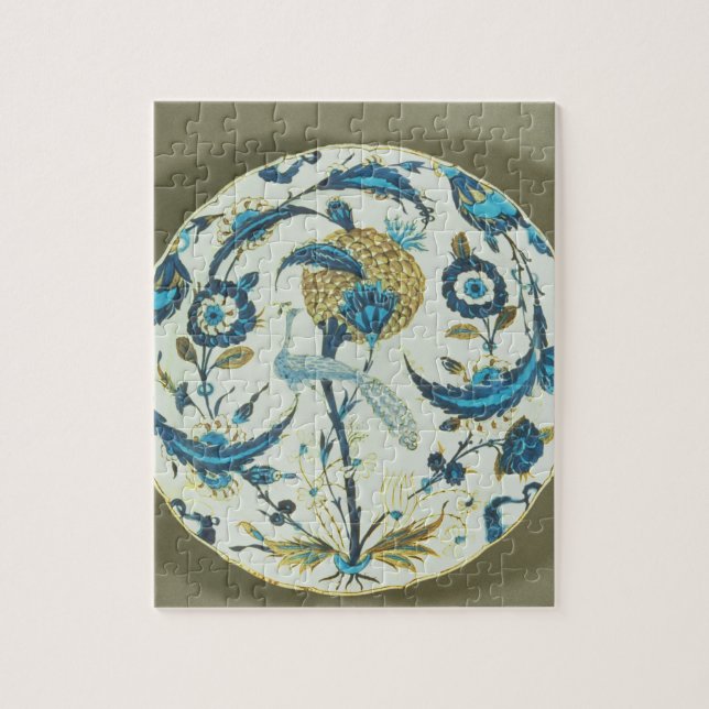 Quebra-cabeça O prato de Iznik pintado com um pavão (Vertical)