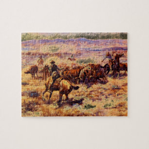 Quebra-cabeça O Roundup', Charles M. Russell_Art de América
