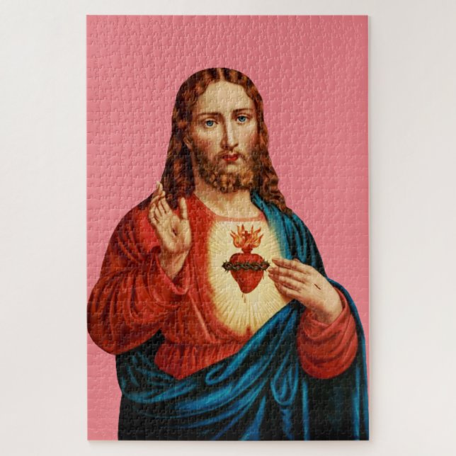 Quebra-cabeça O Sagrado Coração de Jesus Retrato de Arte Fina (Vertical)