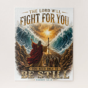 Quebra-cabeça O senhor lutará por você exodus 14:14 puzzle.