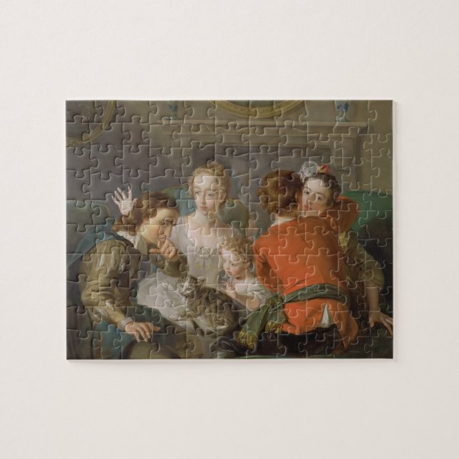 Quebra-cabeça O sentido de toque, c.1744-47 (óleo em canvas) (Horizontal)