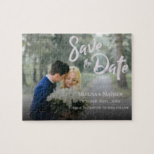 Quebra-cabeça O Simples Casamento De Foto Elegante Salva A Data