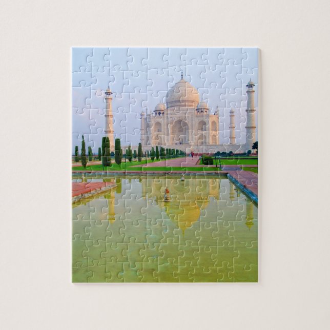 Quebra-cabeça O tranquilo e pacífico Taj Mahal mundialmente famo (Vertical)