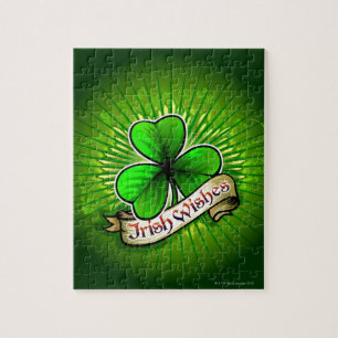 Quebra-cabeça O trevo com "irlandês deseja" a bandeira
