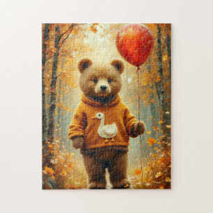 Quebra-cabeça O urso com o balão vermelho