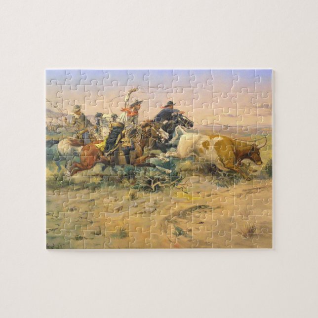 Quebra-cabeça O Vaqueiro que Abandonou a Manada C Russell 1897 (Horizontal)