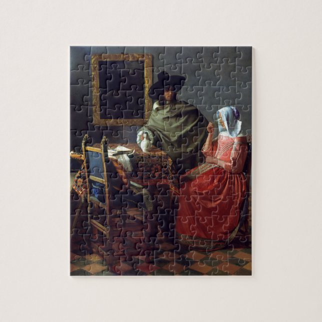 Quebra-cabeça O vidro do vinho por Johannes Vermeer (Vertical)