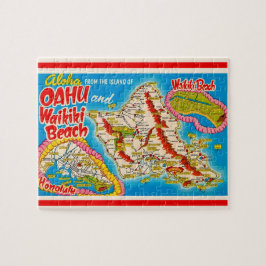 Quebra-cabeça Oahu Wikiki Beach Map 8x10