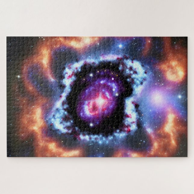 Quebra-cabeça Objetos da galáxia rosa roxo cósmica no espaço pro (Horizontal)