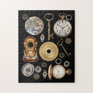 Quebra-cabeça Objetos Steampunk Gears Pocket watch Skeleton Key