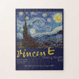 Quebra-cabeça Obra-Prima Vintage Azul Noite Estrelada de Van Gog