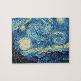 Quebra-cabeça Obra-Prima Vintage Azul Noite Estrelada de Van Gog