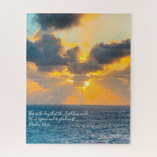 Quebra-cabeça Ocean Sunrise, Verso do Salmo 118:24 