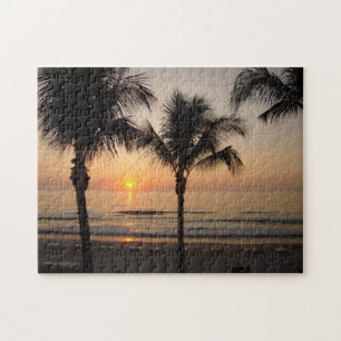 Quebra-cabeça Ocean Sunset Palm Trees Florida Fotografia Quebra-