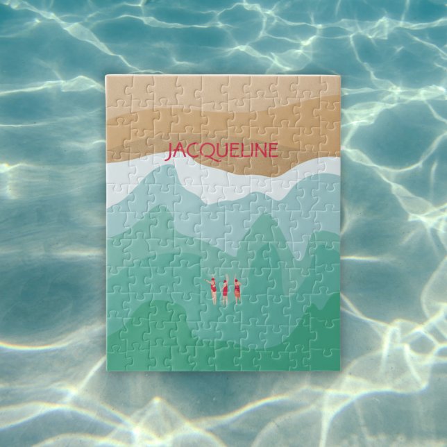 Quebra-cabeça Oceano Nadado Selvagem Minimalista e Retrospectivo (Criador carregado)