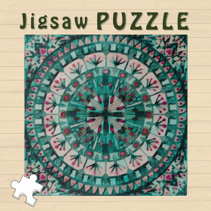 Quebra-cabeça Oceano Teal do Azulejo Mosaico Boho -