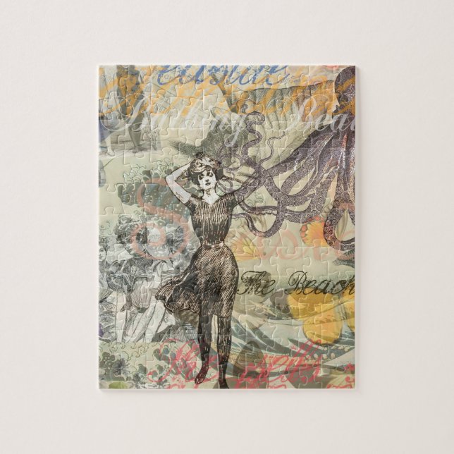 Quebra-cabeça Octopus Beach Antique Coastal Steampunk (Vertical)