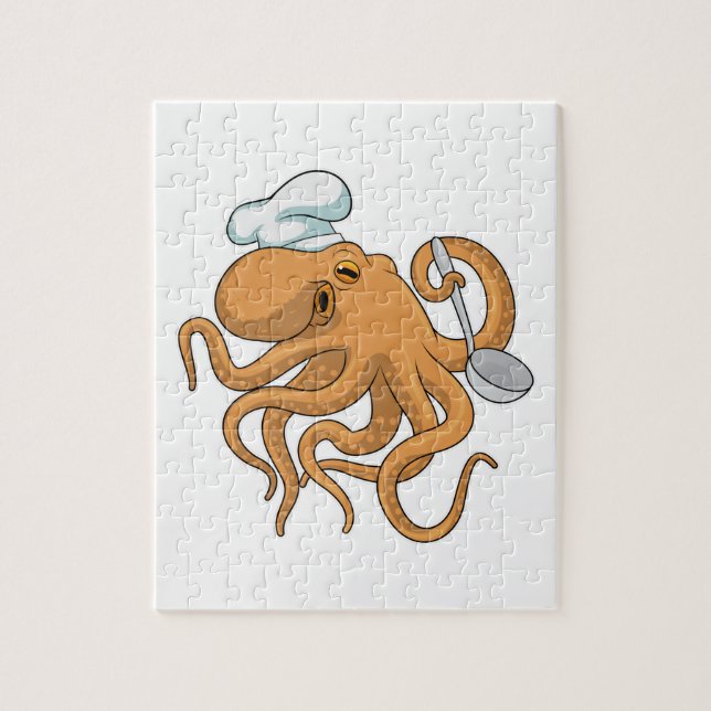 Quebra-cabeça Octopus Cook Chef Chapéu (Vertical)