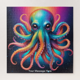 Quebra-cabeça Octopus Cósmico Vibrante Arte Arco Arco-Íris Surre