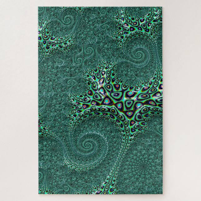 Quebra-cabeça Octopus Fractal de Octopus em Teal Impossível (Vertical)