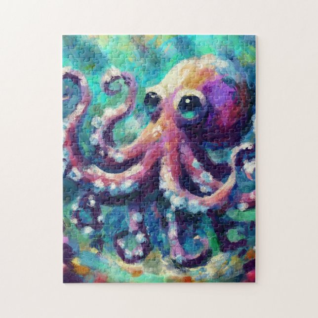 Quebra-cabeça Octopus Oil Painting NMaritime Beach (Vertical)
