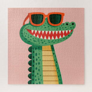 Quebra-cabeça Óculos de sol de crocodilo engraçados, animal de d