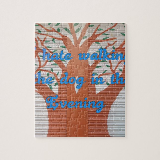 Quebra-cabeça Odeio andar com o cachorro à noite. (Vertical)