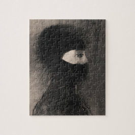 Quebra-cabeça Odilon Redon. Armadura. Cara de mulher escura. Sim