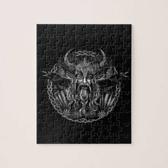 Quebra-cabeça Odin e seus corvos Huginn e Muninn (Vertical)