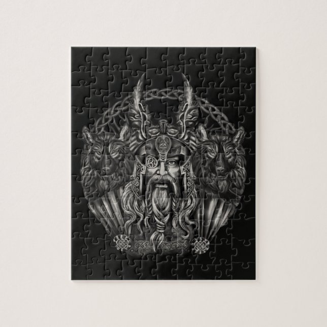 Quebra-cabeça Odin e seus lobos Geri e Freki (Vertical)