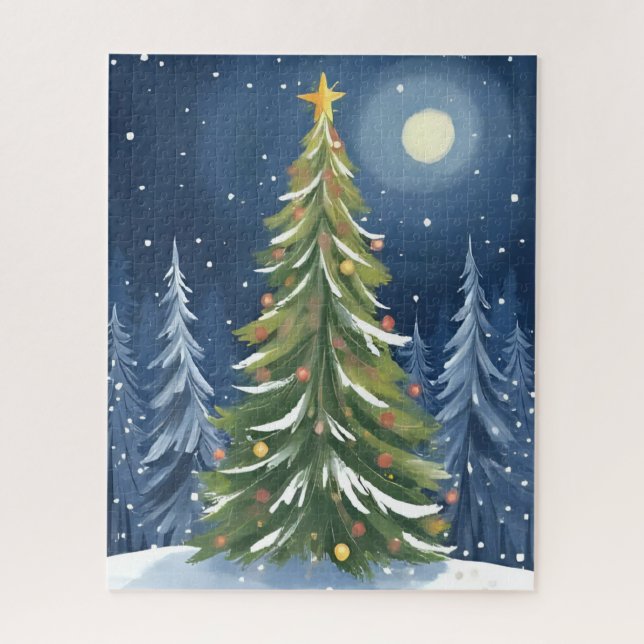 Quebra-cabeça Oh Árvore de Natal | Paisagem de Inverno Nevado (Vertical)