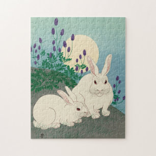 Quebra-cabeça Ohara Koson, Two Rabbits - Japanese Fine Art