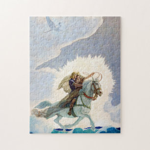 Quebra-cabeça Oisin Rides to the Land of Youth, por N. C. Wyeth