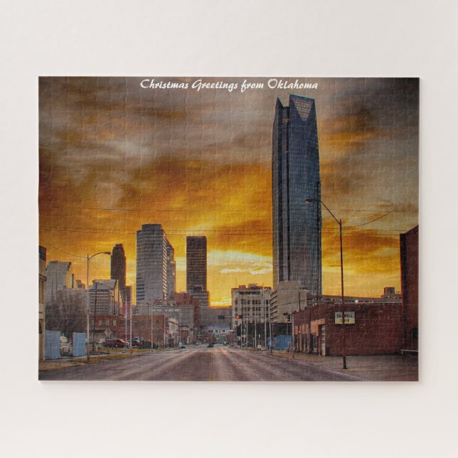 Quebra-cabeça Oklahoma Skyline.Cumprimentos de Natal (Horizontal)
