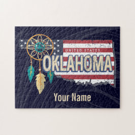 Quebra-cabeça Oklahoma United States Retro Map Vintage EUA