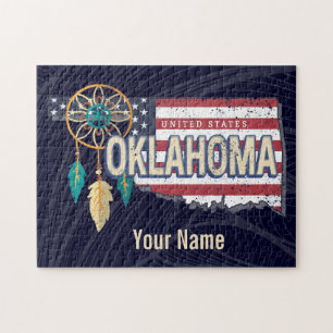 Quebra-cabeça Oklahoma United States Retro Map Vintage EUA