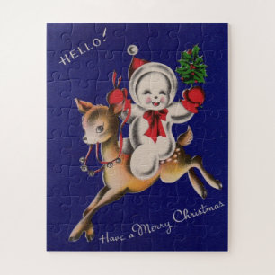 Quebra-cabeça Olá! Feliz Natal boneco de neve no renascimento