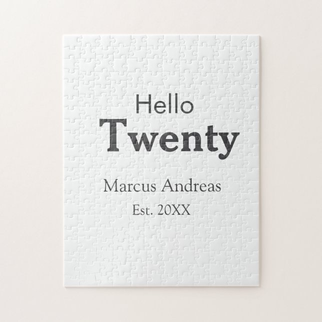 Quebra-cabeça Olá, junte nome de vinte anos. Adicionar minim de  (Vertical)