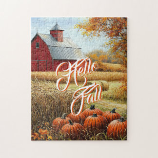 Quebra-cabeça Olá, outono, Ação de Graças, Pumpkins do Barn Rura